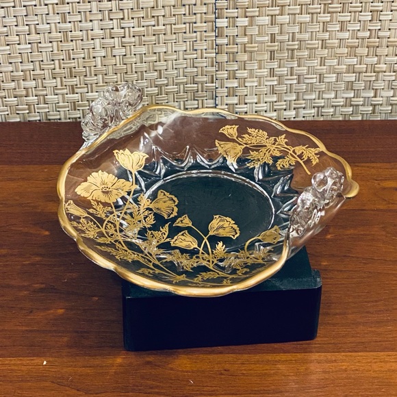 🍁🌟3xHP🌟ANTQ Cambridge Glass Gold Flanders Bon Bon Dish - Picture 6 of 10